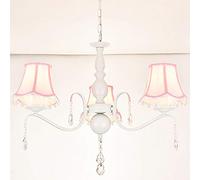 Girl's Room Children's Room Ceiling Lamp,Idyllic Children's Room Chaner,European Princess Girl's Bedroom Crystal Chaner-. 6 head (Rosa. 3 testa)