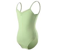 Girls Ruched Front Spaghetti Strap Ballet Leotard Sleeveless Dance Bodysuit Stretchy Gymnastics Leotard for Kids Toddlers Teens Ballet Dance Class Training Performance Competition Green