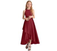 Girls Ruffle Dress Chiffon Halter A Line High Low Flowy Junior Kids Girl's Pageant Bridesmaid Dresses for Wedding Party 2-14Years