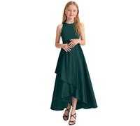 Girls Ruffle Dress Chiffon Halter A Line High Low Flowy Junior Kids Girl's Pageant Bridesmaid Dresses for Wedding Party 2-14Years