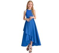 Girls Ruffle Dress Chiffon Halter A Line High Low Flowy Junior Kids Girl's Pageant Bridesmaid Dresses for Wedding Party 2-14Years