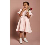 Girls Ruffle Satin Back Crepe Dress Coast Blush 7-8 Years