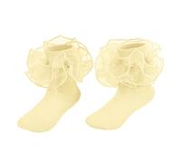 Girls Ruffle Socks Lace Frilly Turn Cuff Dress Socks Boy Size 6 (Light Yellow, Over 10 Years Old)