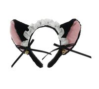 Girls Ruffled Lace Ear Headwear Maid Lace With Ribbon Bow Headband Maid Hair Ornaments Photo Props Ear Headband Black