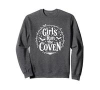 Girls Run The Coven: Witchy Empowerment for Night Owls Sweatshirt, Adult Unisex, Dark Heather Grey, M