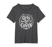 Girls Run The Coven: Witchy Empowerment for Night Owls T-Shirt, Women's Plus, Dark Heather Grey, 1X