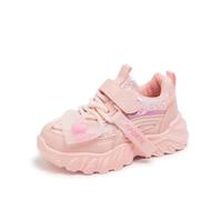 Girls Running Shoes Rubber Soft Soles Non-Slip Little Big Kids Trainers Hook and Loop Round Toe Athletic Trainers Pink 13 UK Child