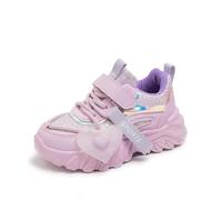 Girls Running Shoes Rubber Soft Soles Non-Slip Little Big Kids Trainers Hook and Loop Round Toe Athletic Trainers Purple 11 UK Child