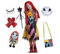 Girls Sally Costume Movie The Nightmare Cosplay Before Christmas Color Stitching Print Dress Bag Suit Halloween Carnival Clothes Sally Girl Suit1