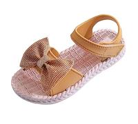 Girls' Sandals 27 Festive Beach Sandals Girls 20 Children's Summer Sandals Medium Sizes Flexible Sole Sandals Non-Slip Skin-Friendly Summer Shoes Retro with Butterfly Party Sandals, yellow, 12.5 UK