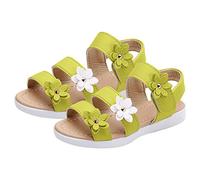 Girls Sandals Comfort Summer Kids Platform Sandals Open Toe Non-Slip Flowers Sandal Flat Lightweight Casual Beach Shoes for Holiday Pool Walking （Yellow, 18-24 Months