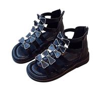 Girls Sandals Comfort Summer Kids Platform Sandals Open Toe Non-Slip Sandal Breathable Flat Casual Beach Shoes for Pool Walking Holiday （Black, 1.5 Big Kids