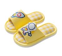 Girls Sandals Comfortable Kids Sandals & Slides Non-Slip Open Toe Summer Slippers Casual Flat Lightweight Beach Shoes Pool Bathroom House Shower Slipper （Yellow, 1.5 Big Kids