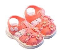 Girls Sandals Comfortable Summer Kids Platform Sandals Open Toe Non-Slip Flowers Sandal Casual Lightweight Flat Beach Shoes for Walking School Pool （Watermelon Red, 9-12 Months
