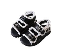 Girl's Sandals Fashion Girls Kids Childrens Low Block Heels Wedding Party Shoes Open Toe Princess Sandal Wide Fit Slippers For Sliders Summer Beach Holiday Lightweight Buckle (Black,2.5)