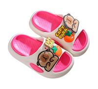Girls Sandals For Summer Little Party Sparkle Wedding Dress Shoes Classic Open Toe Braided Flat Shower Slippers Sea Kids Black Size 7 With Strappy Ankle High Back Zipper (Hot Pink,6)