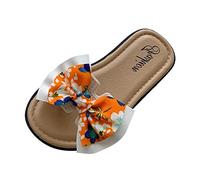 Girls Sandals for Summer Open Toe Hook and Loop Closure Kids Girl Summer Shoes Low Heel Ankle Strap Open Indoor Slippers Baby Water Red Wedge Beach Holiday Lightweight Buckle (Orange,12.5)