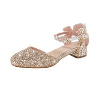 Girls Sandals For Summer Open Toe Summer Shoes Beach Retro Jellies T-Strap Slingback Toddler Cute Flowers Slipper Kids Sea Boys Sliders With Strappy Ankle Zipper Big Little (Gold,3.5)