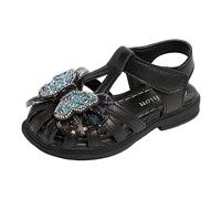 Girls Sandals For Summer Open Toe Summer Shoes Brown Moulded Ridge Bottom Kids Slip On Slippers Sea Sliders Size 5 Beach Holiday Lightweight Eva Buckle Ons Summer Autumn (Black,12.5)
