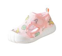 Girl's Sandals Girls Kids Childrens Low Block Heels Diamante Bow Wedding Party Shoes Open Toe Flat Sandals Wide Fit Slippers Sea Heeled With Strappy Ankle High Back Zipper (Pink,6)