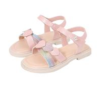 Girls Sandals Heart Open Toe Wide Fit Non Slip Soft Flat Slingback Walking Sandals Kids A ch Support Fashion Casual Comfort Shoes Party Dance Lightweight Slippers (Pink, Big Kids)