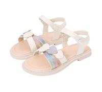 Girls Sandals Heart Open Toe Wide Fit Non Slip Soft Flat Slingback Walking Sandals Kids A ch Support Fashion Casual Comfort Shoes Party Dance Lightweight Slippers (White, 1.5 Big Kids)
