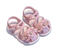 Girls Sandals Little Big Kids Wedding Party Flower Dress Shoes Open Toe Flat Slip On Slippers Kids Shoe Laces Childrens Garden Slides With Strappy Ankle Zipper For (Pink,18-21 Months)