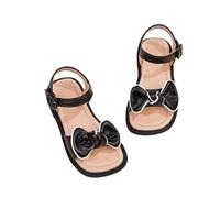 Girls Sandals Open Square Toe Summer Casual Ankle Strap Cute Bow Flats Dress Sandals Shoes Princess Toddler/Little Kid/Big Kid Holiday Vacation Dress Shoe Size 10 A0_Clearance Black
