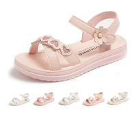 Girls Sandals Open Toe Butterfly Heart Outdoor Sandals with Hook and Loop for Toddler Little Big Girls Pink-Heart Flower 13 UK LittLe Kid (CN 33)