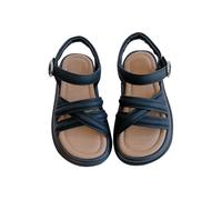 Girls Sandals Open Toe Microfiber Leather Dress Sandal Anti-Slip Vegan Leather Dance Flats Summer School Shoes Casual Outdoor Walking First Walkers Quick Drying Footwear Black