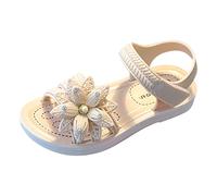 Girls' Sandals Open Toe Soft Soles Outdoor Sandals Plain Elegant Beach Sandals Non-Slip Lightweight Children's Sandals with Adjustable Buckle and Butterfly Appliqué Perfect for Princesses, Wh, 11.5 UK
