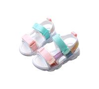Girls Sandals Open Toe Wide Fit Non Slip Soft Flat Slingback Walking Shoes Kids A ch Support Fashion Summer Casual Comfort Sandal Party Dance Lightweight Slippers (White, 9 Little Child)