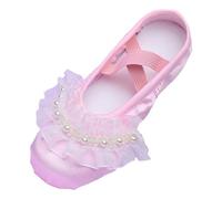 Girl's Sandals Princess Shoes Ankle Strap T-Strap Low Heel Pearl Bow Flower Sandals Slippers Size 5 Baby First for Walking Wide Fit Pink Silver Blue Purple White (Pink,9)