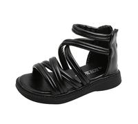 Girls Sandals Uk Summer Breathable Barefoot Shoes Queen Princess Birthday For Little Cute Slippers Toddler Walking Black Size 6 With Adjustable Back Strap & Anti-Slip Sole (Black,13)