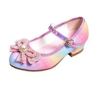 Girls Sandals Uk Summer Dance Shoes Chunky Pump Ankle Strap High Heels Dress Open Toe Slipper Beach Kids Size 13 Halloween Cosplay Fancy Up For Summer Autumn (Pink,3)