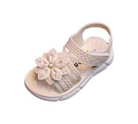 Girls Sandals Uk Summer Heeled Princess Dress Up Shoes Open Toe Strappy Home Slippers Kids Navy For Weddings With Adjustable Back Strap & Anti-Slip Sole Summer Autumn (Beige,12)