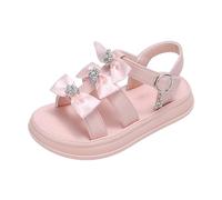 Girls Sandals Uk Summer Lightweight Eva Shoes Summer Flat Slip On Slippers Kids Shoe Laces Baby Slides For 1 Year Old Wedding Party Bridesmaid Little Kid/Big Kid (Pink,11)