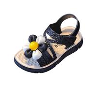 Girls Sandals Uk Summer Queen Dress Up Shoes Classic Open Toe Braided Flat Slip On Slippers Jazz For Gold With Strappy Ankle Zipper Big Little Summer Autumn Children (Black,10.5)