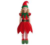 Girls Santa Claus Suit Red Costume Christmas Hat Elf Hats For Fancy Dress Outfits Toddler Girl Costumes And Boys Sleeveless Set Little Outfit Kids Holiday Up (c#Red,8-10 Years)