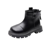 Girls' School Ankel Boots Faux Leather Combat Boots, Kids Comfort Walking Booties Zipper Anti-Slip Shoes Holiday Party Dress Outfits Outdoor Footwear