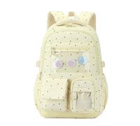 Girls School Backpack, Lightweight Waterproof Large Capacity School Bag with Transparent Window, Breathable Straps, Reflective Strip, Cute Decorations for School and Travel 9-16 Years Old, A-yellow
