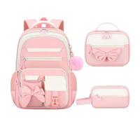 Girls School Backpack Set | Butterfly Bookbag | Lunch Bag Pencil Case | Waterproof Lightweight 3 Piece Backpack | Anti Theft Pocket Ergonomic Spine Support | Elementary Middle School, Travel