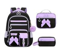 Girls School Backpack Set | Butterfly Bookbag | Lunch Bag Pencil Case | Waterproof Lightweight 3 Piece Backpack | Anti Theft Pocket Ergonomic Spine Support | Elementary Middle School, Travel