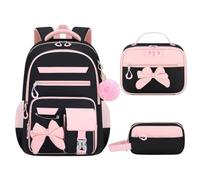 Girls School Backpack Set, Butterfly Bookbag, Lunch Bag, Pencil Case | Waterproof Lightweight 3 Piece Backpack | Anti Theft Pocket Ergonomic Spine Support | Elementary Middle School, Travel