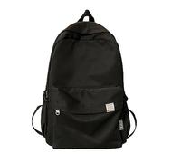 Girls School Bag Female Korean Version High School Students Cute Plain Backpack High School Student Large Capacity Backpack Laptop Backpacks 17.3 (Black, One Size)