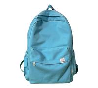 Girls School Bag Female Korean Version High School Students Cute Plain Backpack High School Students Large Capacity Backpack Backpacks Women Medium Size (Blue, One Size)