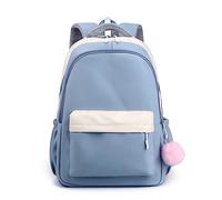 Girls School Bag,School Backpack For Girls Teenagers Casual Daypacks Women Lightweight School Bags For Girls Secondary High School Fit 14 Inch Laptop Rucksack Backpack With Plush Ball (Blue)
