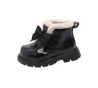 Girls' School Boots Fleece Lined Ankle Booties, Kids Winter Warm Lace Up Patent Leather Walking Shoes Round Toe Combat Boots Lug Sole Footwear Winter Fall