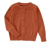 Girls School Knitted Cardigan Baby Girl Knit Cardigan Button Crew Neck Casual Open Front ShrugCardigan Baby Jacket Bolero Knitted Kids SchoolJumper (Brick Red, 3 4 Years)