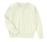 Girls School Knitted Cardigan Baby Girl Knit Cardigan Button Crew Neck Casual Open Front ShrugCardigan Baby Jacket Bolero Knitted Kids SchoolJumper (White, 3 4 Years)